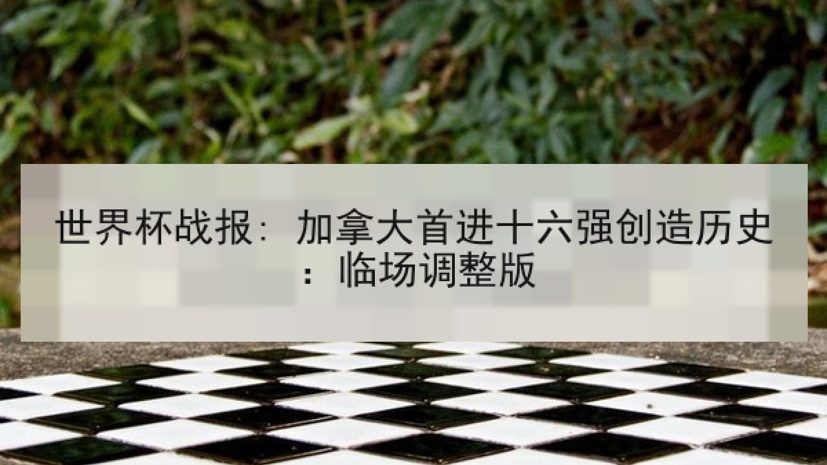 世界杯战报: 加拿大首进十六强创造历史：临场调整版